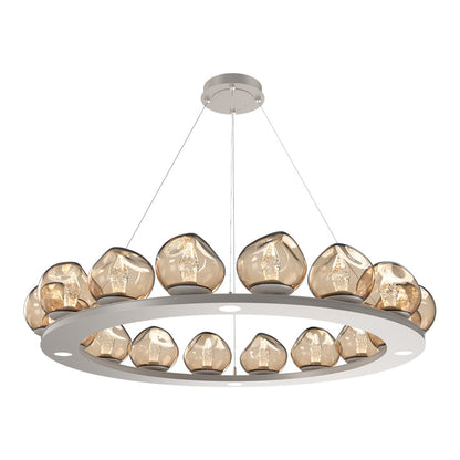 Luna Ring Bronze LED Chandelier in Beige Silver/Geo Crystal (48.13-Inch).
