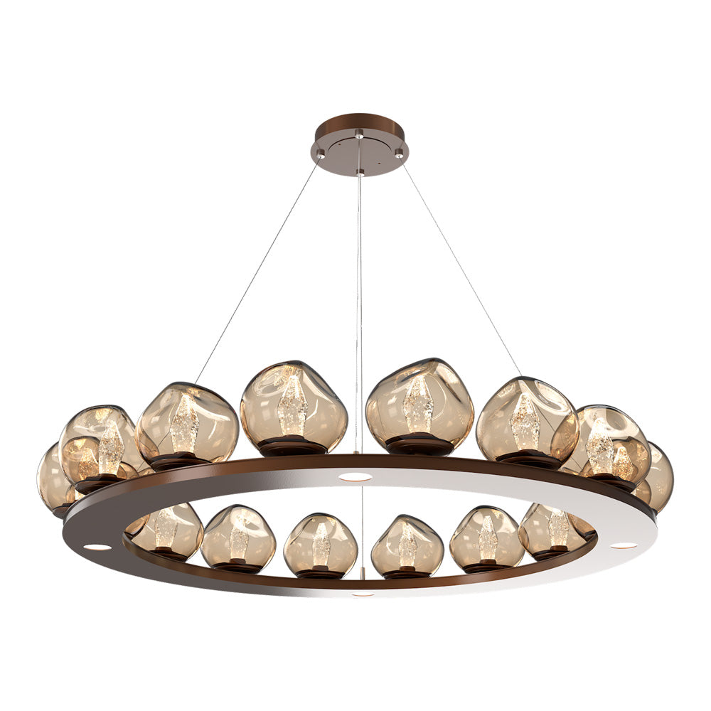 Luna Ring Bronze LED Chandelier in Burnished Bronze/Geo Crystal (48.13-Inch).