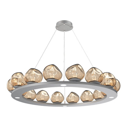 Luna Ring Bronze LED Chandelier in Classic Silver/Geo Crystal (48.13-Inch).