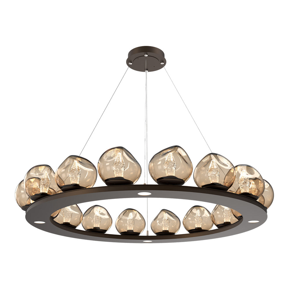Luna Ring Bronze LED Chandelier in Flat Bronze/Geo Crystal (48.13-Inch).