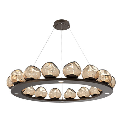 Luna Ring Bronze LED Chandelier in Flat Bronze/Geo Crystal (48.13-Inch).
