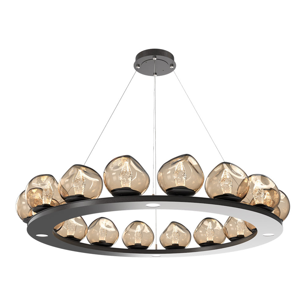 Luna Ring Bronze LED Chandelier in Graphite/Geo Crystal (48.13-Inch).
