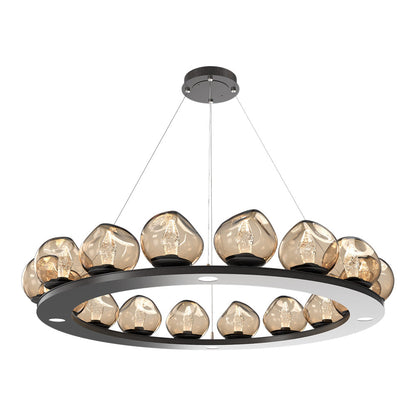 Luna Ring Bronze LED Chandelier in Graphite/Geo Crystal (48.13-Inch).