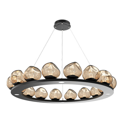 Luna Ring Bronze LED Chandelier in Matte Black/Geo Crystal (48.13-Inch).