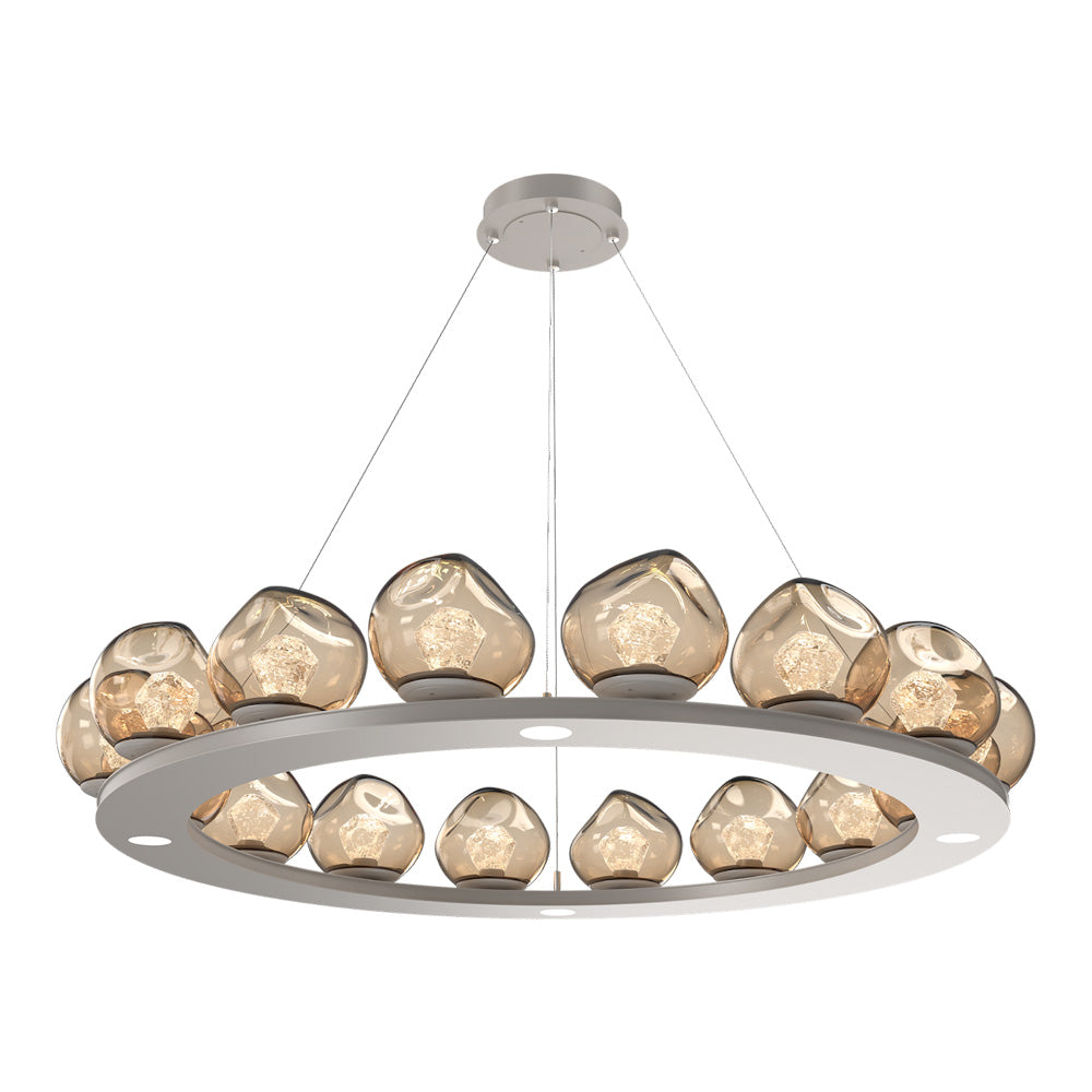 Luna Ring Bronze LED Chandelier in Beige Silver/Zircon Crystal (48.13-Inch).
