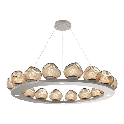 Luna Ring Bronze LED Chandelier in Beige Silver/Zircon Crystal (48.13-Inch).