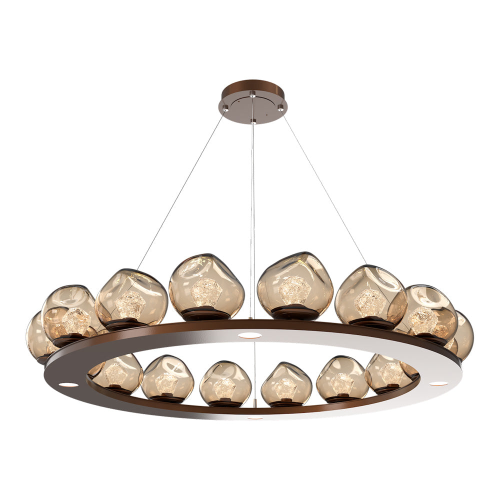 Luna Ring Bronze LED Chandelier in Burnished Bronze/Zircon Crystal (48.13-Inch).