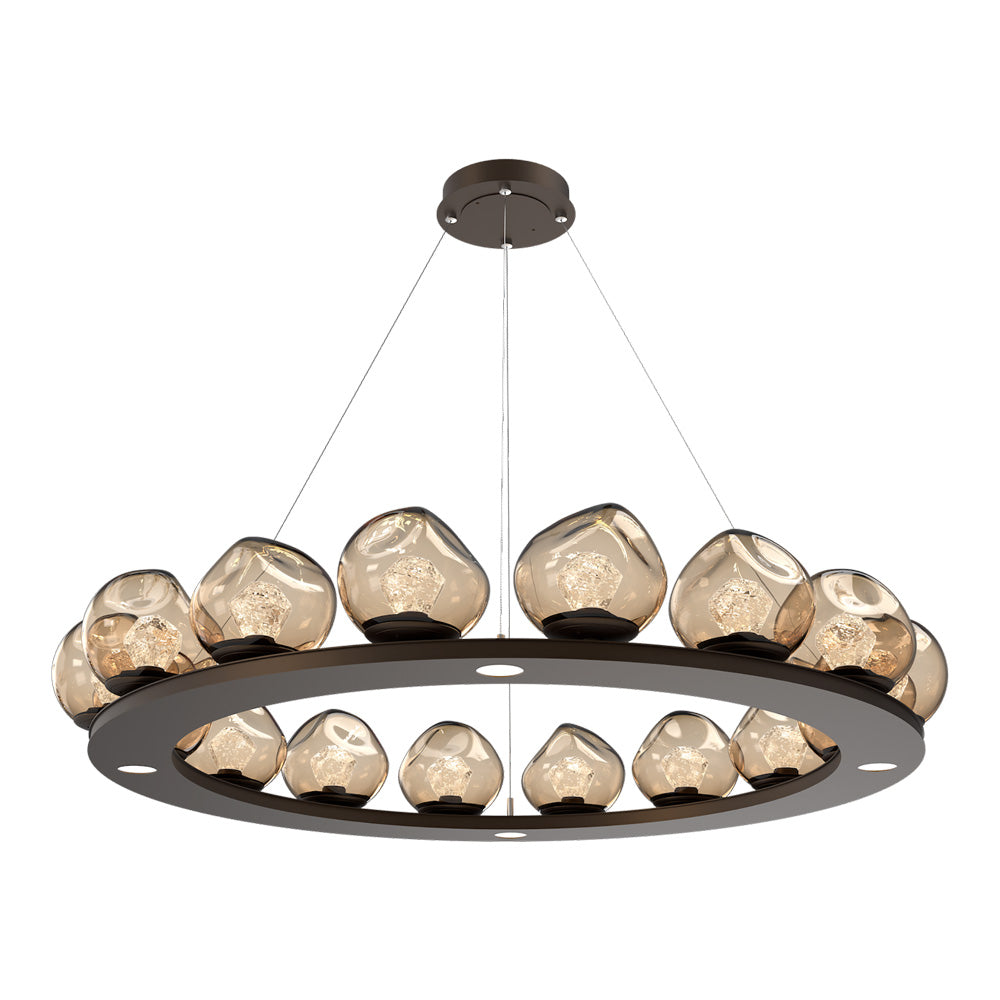 Luna Ring Bronze LED Chandelier in Flat Bronze/Zircon Crystal (48.13-Inch).
