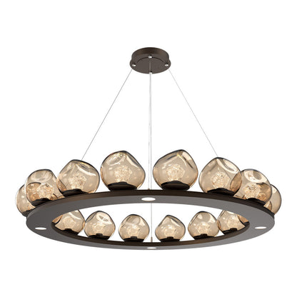 Luna Ring Bronze LED Chandelier in Flat Bronze/Zircon Crystal (48.13-Inch).