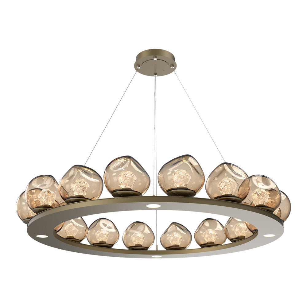 Luna Ring Bronze LED Chandelier in Gilded Brass/Zircon Crystal (48.13-Inch).