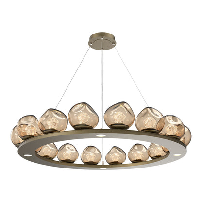 Luna Ring Bronze LED Chandelier in Gilded Brass/Zircon Crystal (48.13-Inch).