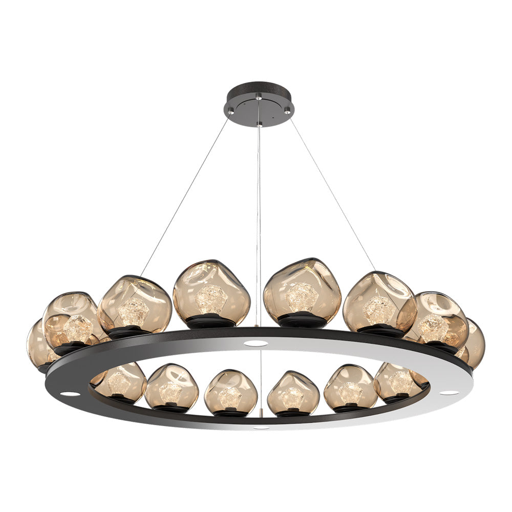 Luna Ring Bronze LED Chandelier in Graphite/Zircon Crystal (48.13-Inch).