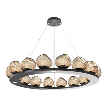 Luna Ring Bronze LED Chandelier in Graphite/Zircon Crystal (48.13-Inch).