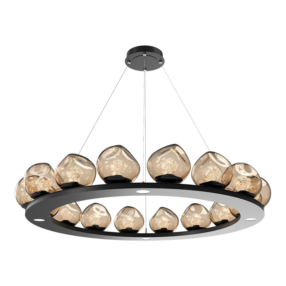 Luna Ring Bronze LED Chandelier in Matte Black/Zircon Crystal (48.13-Inch).