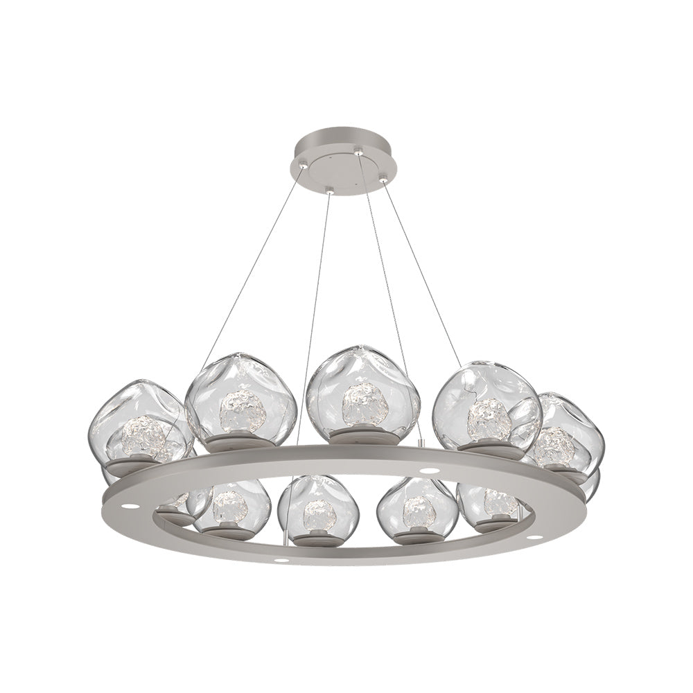 Luna Ring Clear LED Chandelier in Beige Silver/Floret Crystal (37.8-Inch).