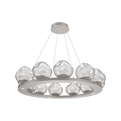 Luna Ring Clear LED Chandelier in Beige Silver/Floret Crystal (37.8-Inch).