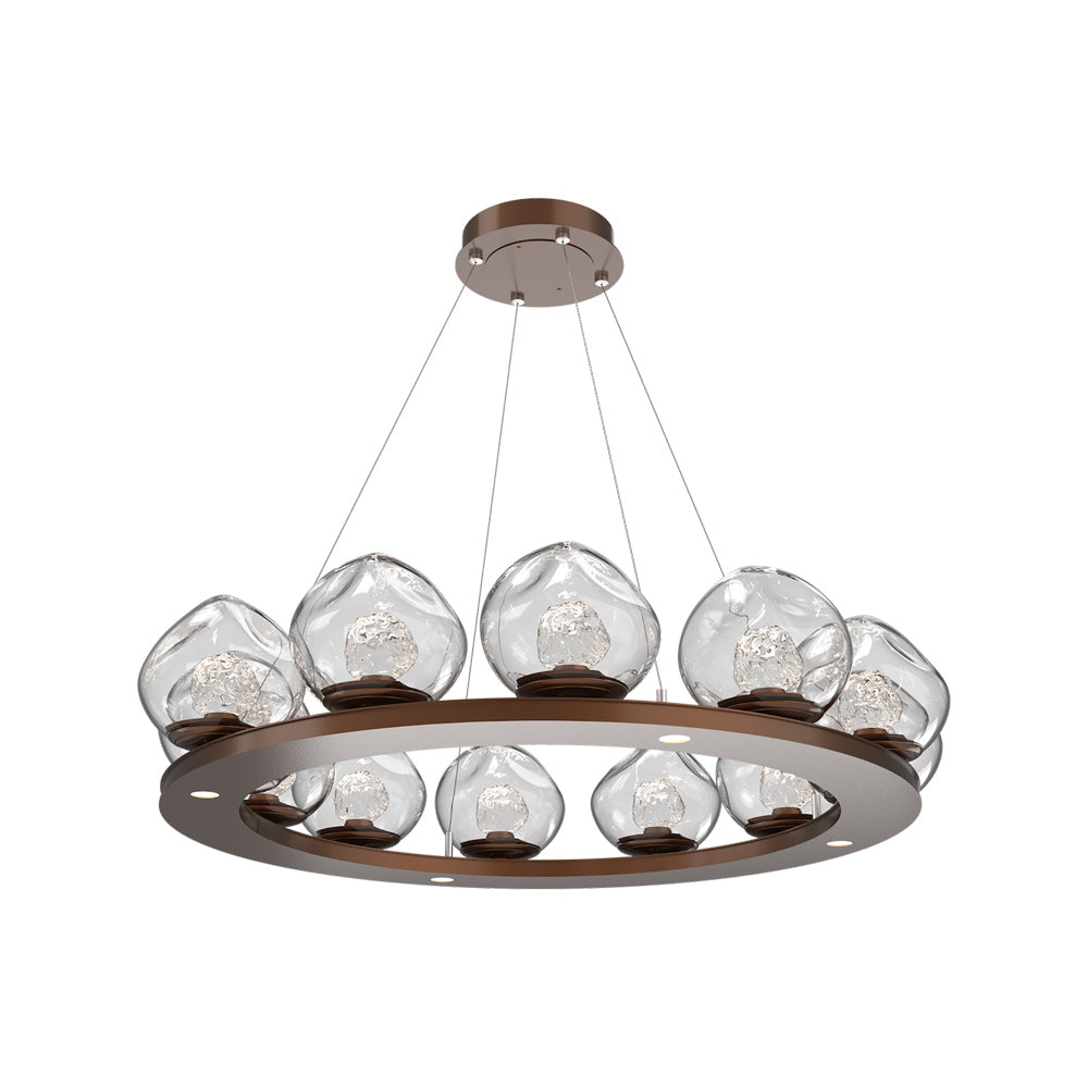 Luna Ring Clear LED Chandelier in Burnished Bronze/Floret Crystal (37.8-Inch).