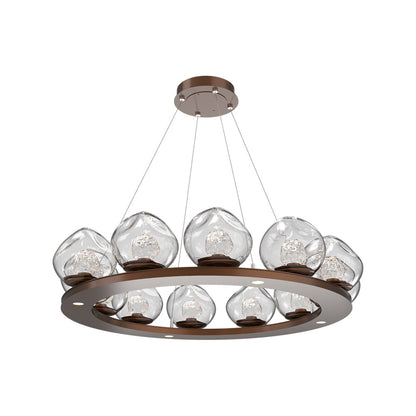 Luna Ring Clear LED Chandelier in Burnished Bronze/Floret Crystal (37.8-Inch).