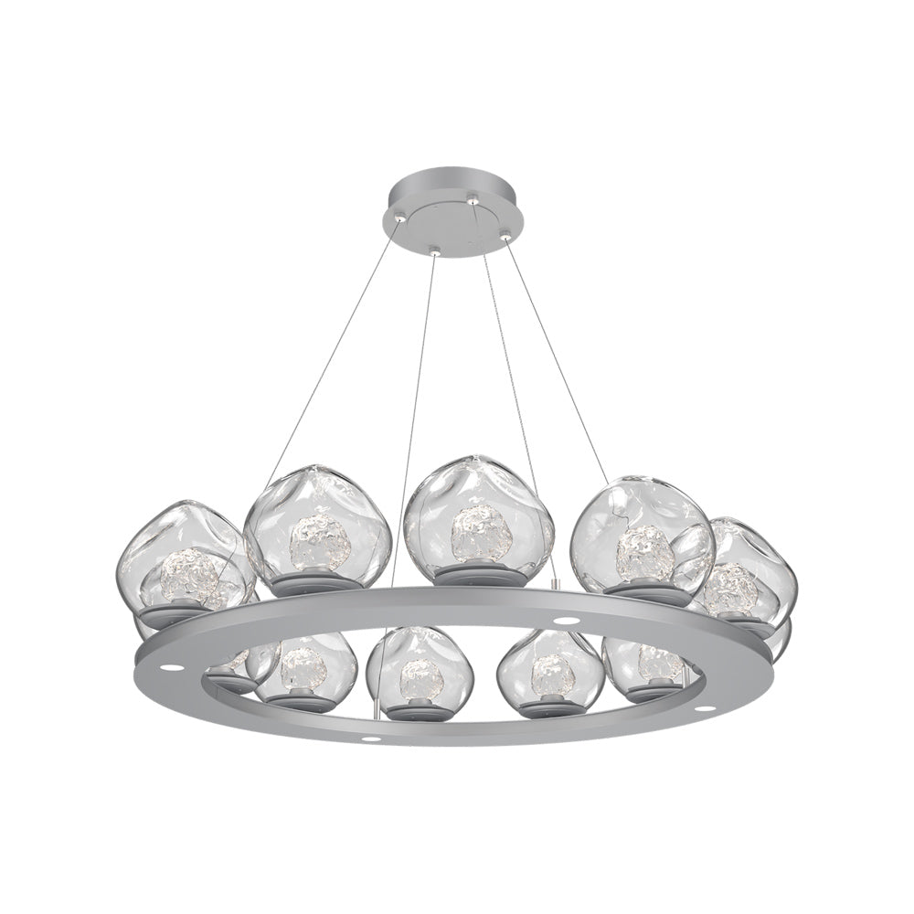 Luna Ring Clear LED Chandelier in Classic Silver/Floret Crystal (37.8-Inch).