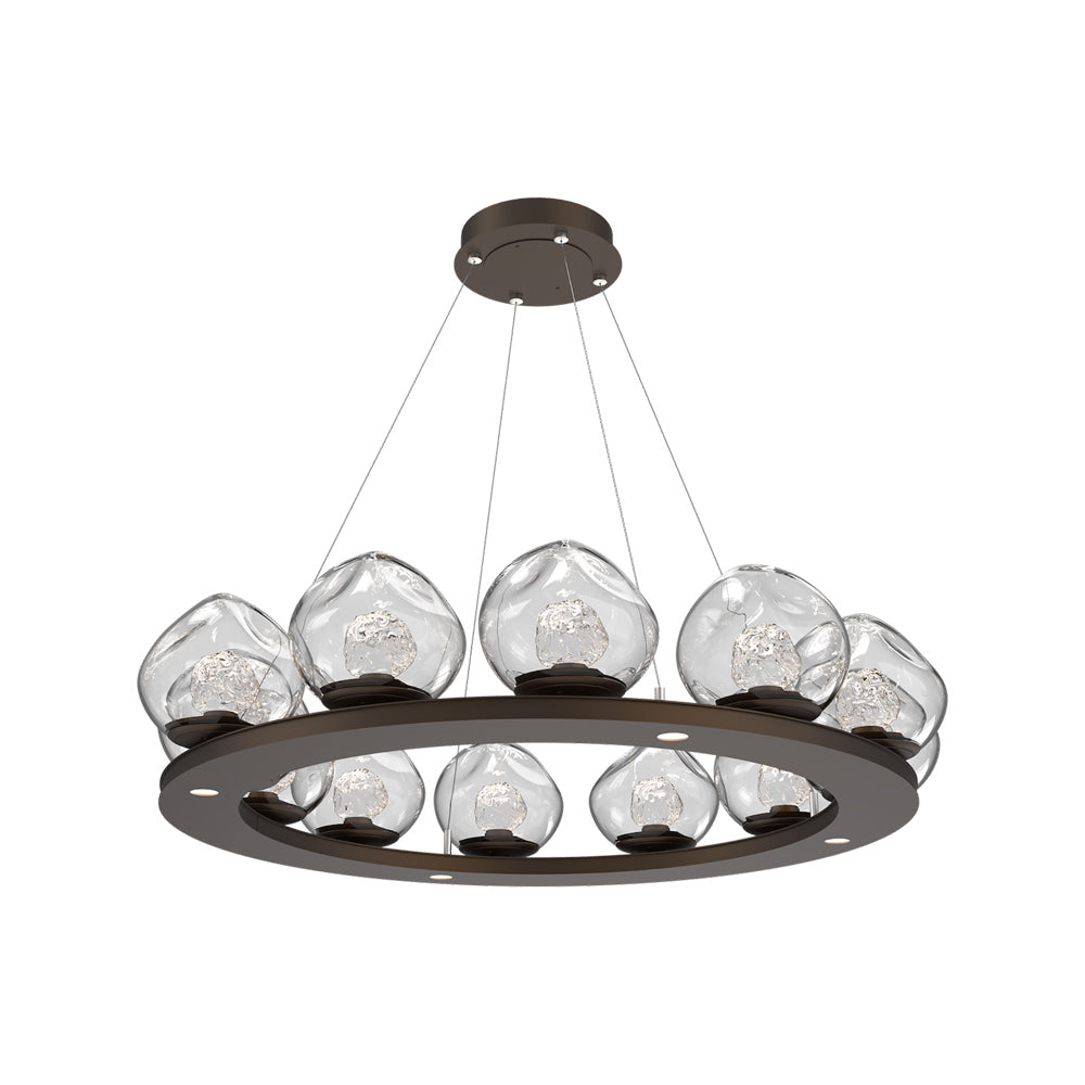 Luna Ring Clear LED Chandelier in Flat Bronze/Floret Crystal (37.8-Inch).
