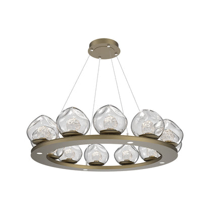 Luna Ring Clear LED Chandelier in Gilded Brass/Floret Crystal (37.8-Inch).