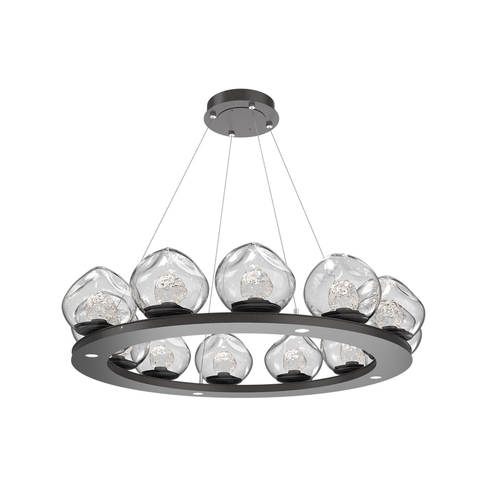 Luna Ring Clear LED Chandelier in Graphite/Floret Crystal (37.8-Inch).