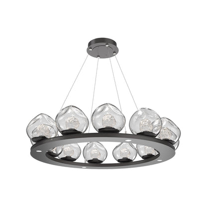 Luna Ring Clear LED Chandelier in Graphite/Floret Crystal (37.8-Inch).