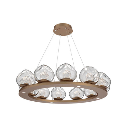 Luna Ring Clear LED Chandelier in Novel Brass/Floret Crystal (37.8-Inch).
