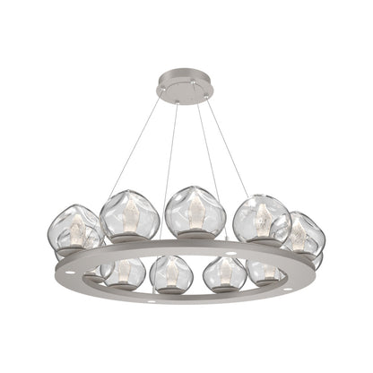 Luna Ring Clear LED Chandelier in Beige Silver/Geo Crystal (37.8-Inch).