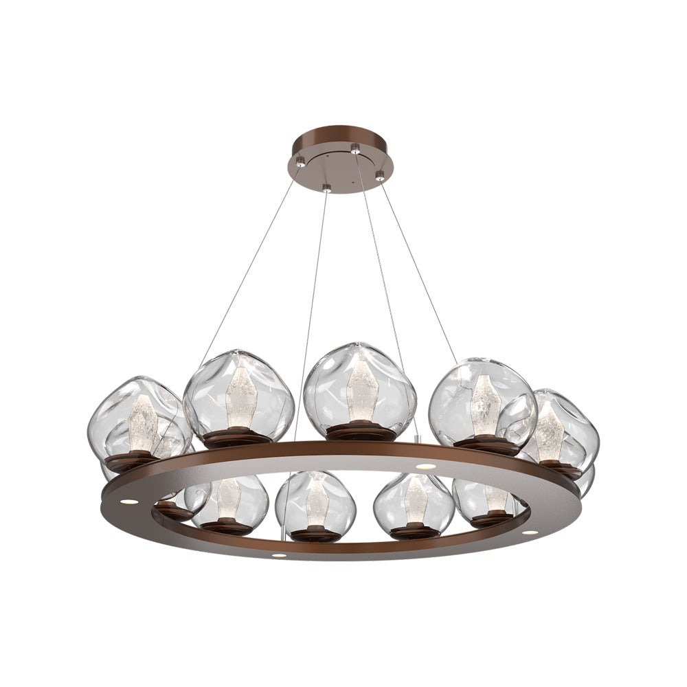 Luna Ring Clear LED Chandelier in Burnished Bronze/Geo Crystal (37.8-Inch).