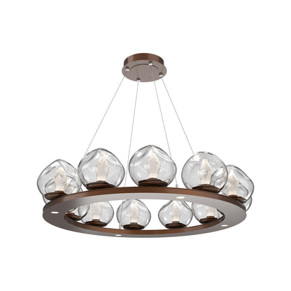 Luna Ring Clear LED Chandelier in Burnished Bronze/Geo Crystal (37.8-Inch).