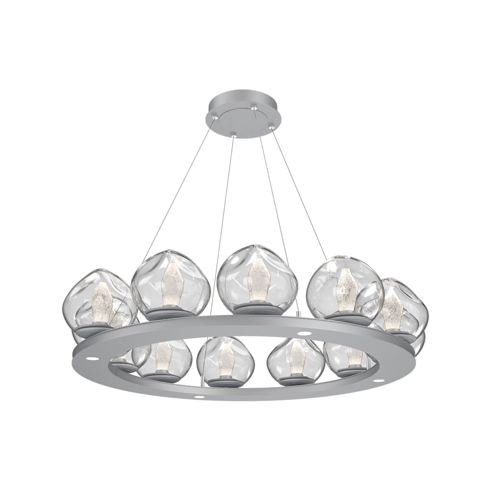 Luna Ring Clear LED Chandelier in Classic Silver/Geo Crystal (37.8-Inch).