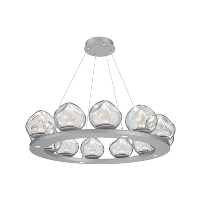 Luna Ring Clear LED Chandelier in Classic Silver/Geo Crystal (37.8-Inch).