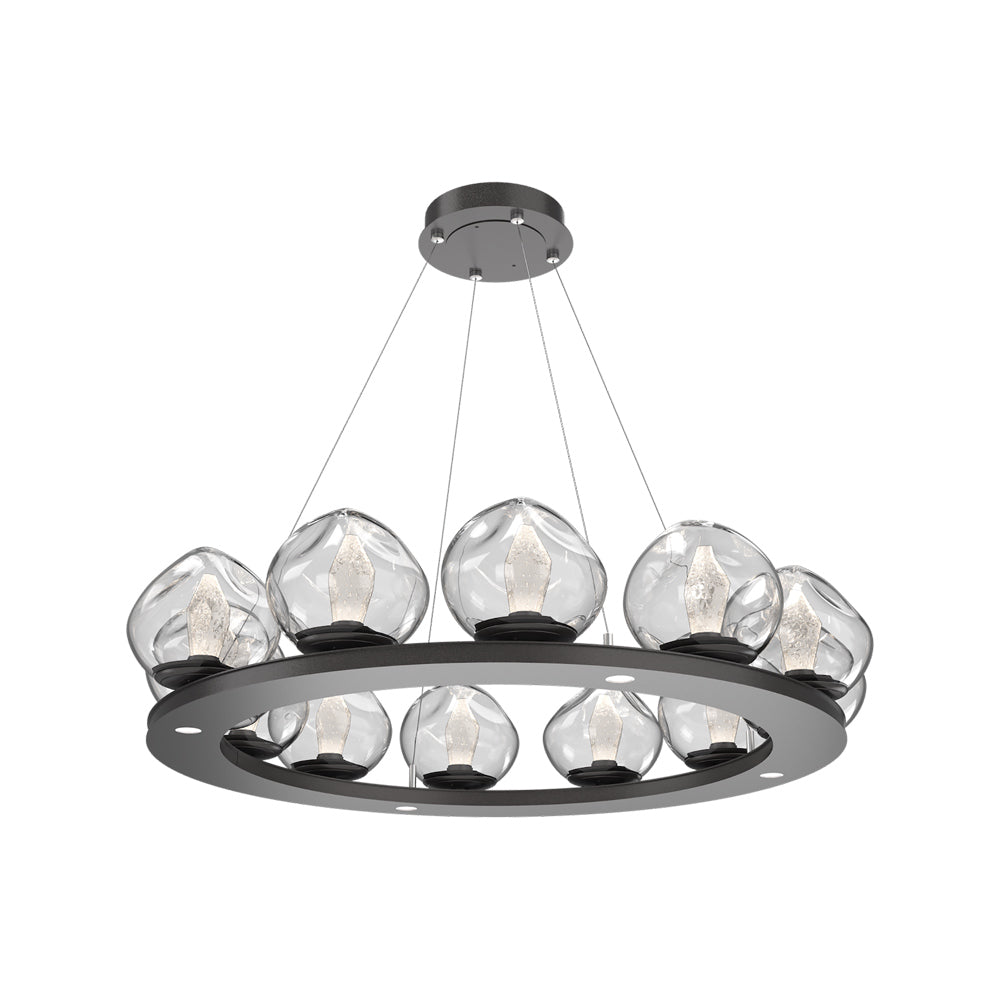 Luna Ring Clear LED Chandelier in Graphite/Geo Crystal (37.8-Inch).