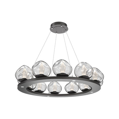 Luna Ring Clear LED Chandelier in Graphite/Geo Crystal (37.8-Inch).