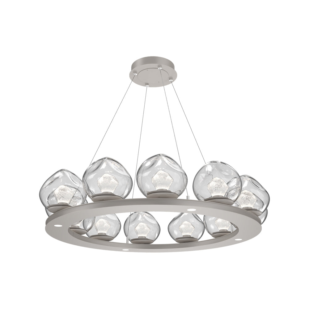 Luna Ring Clear LED Chandelier in Beige Silver/Zircon Crystal (37.8-Inch).