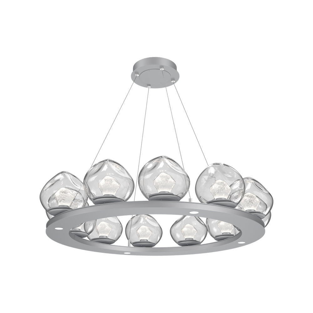 Luna Ring Clear LED Chandelier in Classic Silver/Zircon Crystal (37.8-Inch).