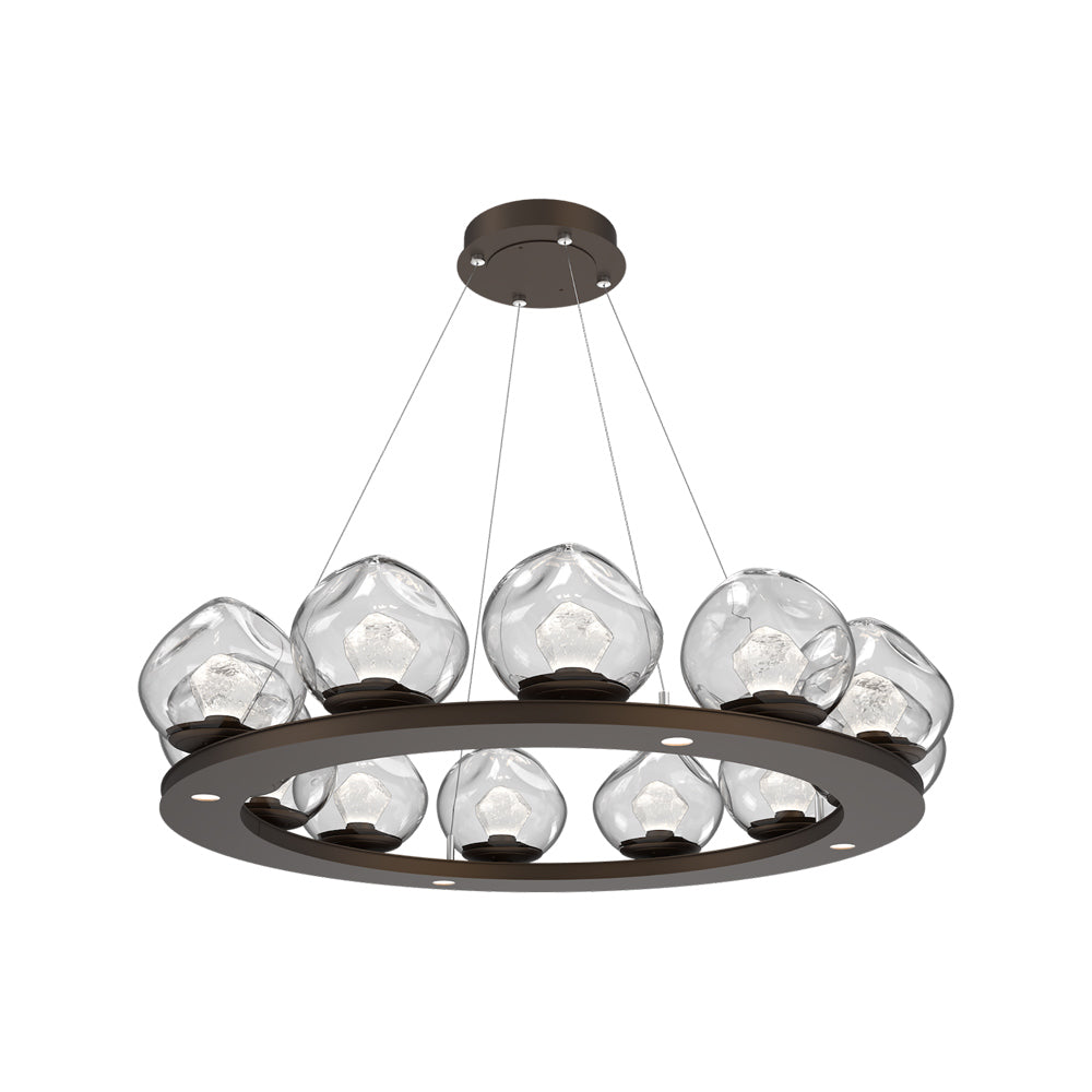 Luna Ring Clear LED Chandelier in Flat Bronze/Zircon Crystal (37.8-Inch).