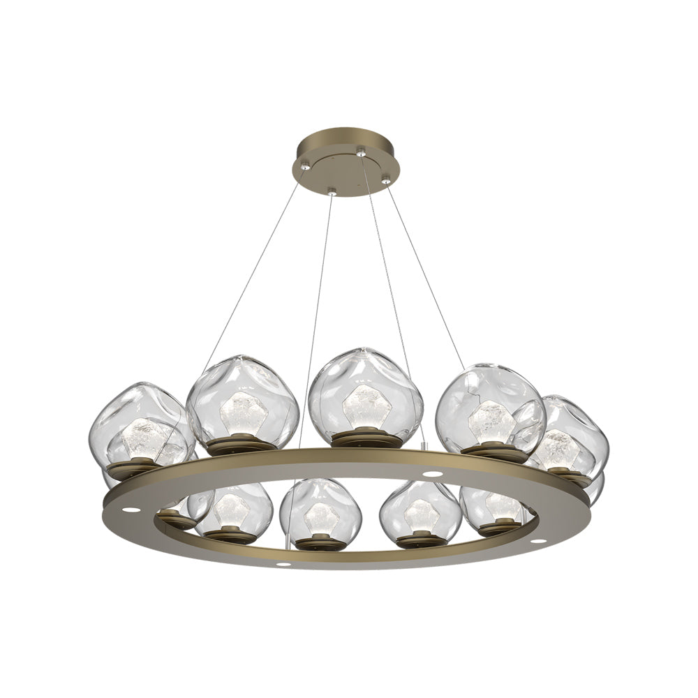 Luna Ring Clear LED Chandelier in Gilded Brass/Zircon Crystal (37.8-Inch).
