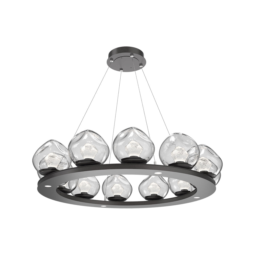 Luna Ring Clear LED Chandelier in Graphite/Zircon Crystal (37.8-Inch).