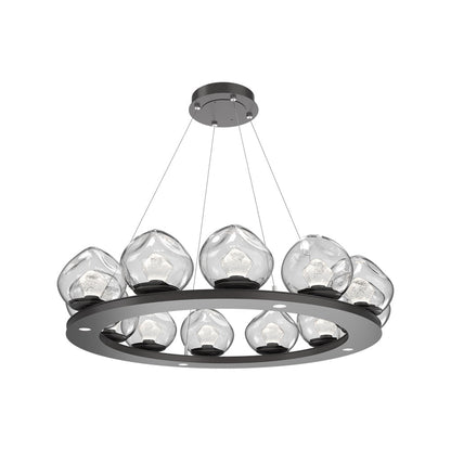 Luna Ring Clear LED Chandelier in Graphite/Zircon Crystal (37.8-Inch).