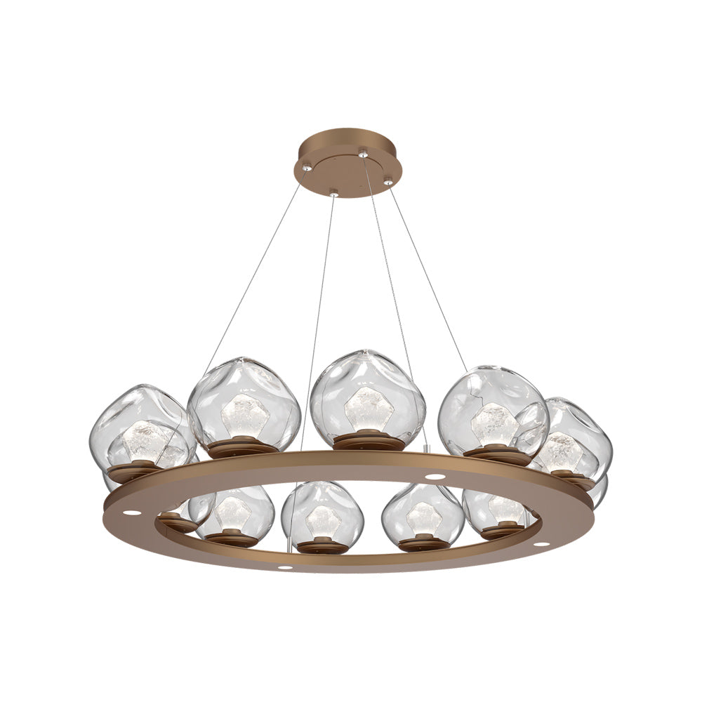 Luna Ring Clear LED Chandelier in Novel Brass/Zircon Crystal (37.8-Inch).