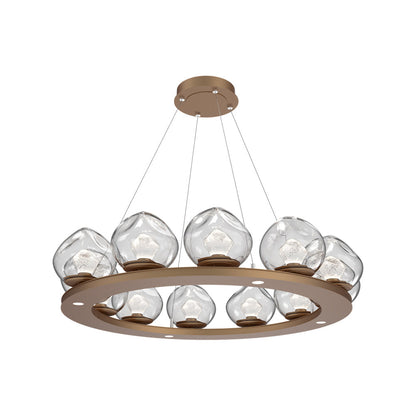 Luna Ring Clear LED Chandelier in Novel Brass/Zircon Crystal (37.8-Inch).