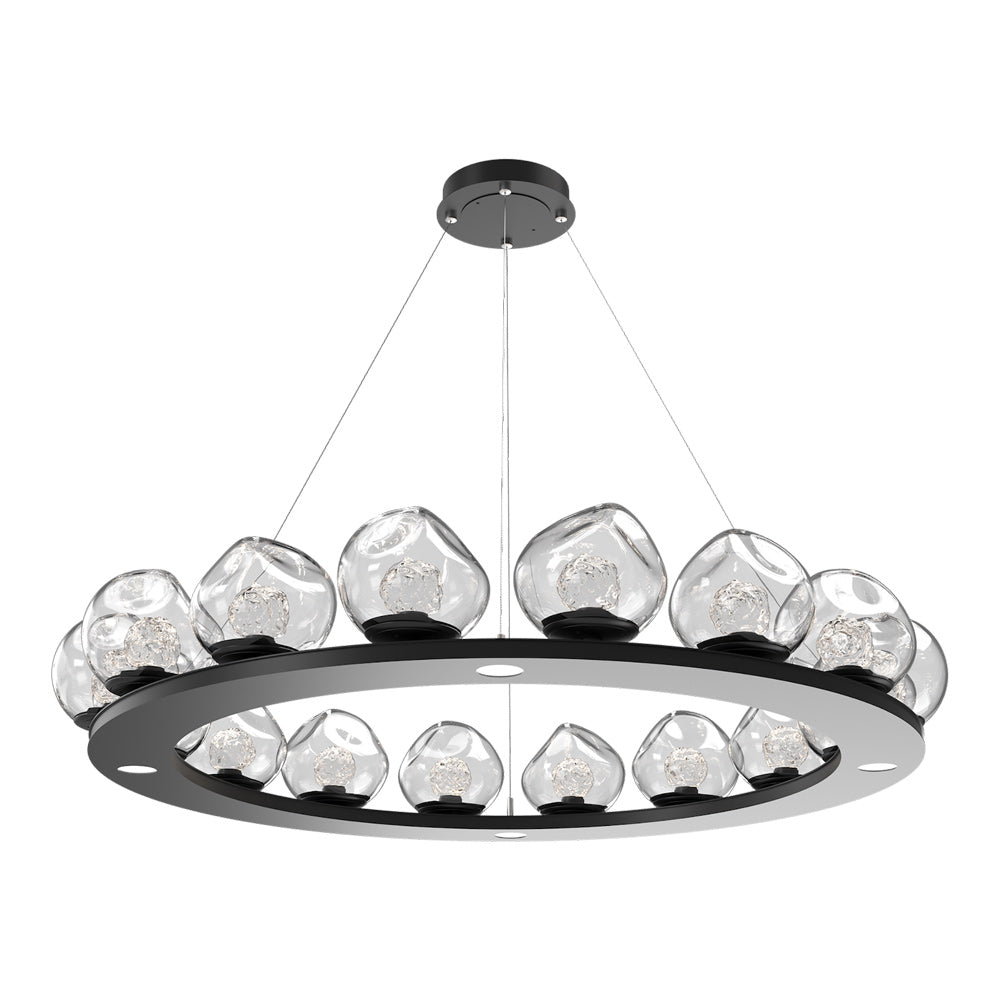 Luna Ring Clear LED Chandelier in Matte Black/Floret Crystal (48.13-Inch).