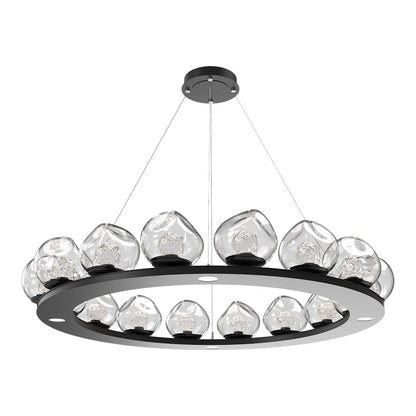 Luna Ring Clear LED Chandelier in Matte Black/Floret Crystal (48.13-Inch).