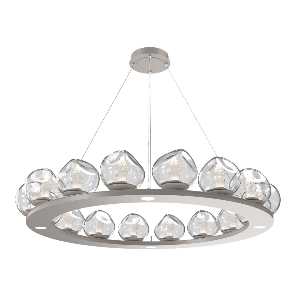 Luna Ring Clear LED Chandelier in Beige Silver/Geo Crystal (48.13-Inch).