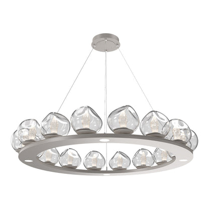 Luna Ring Clear LED Chandelier in Beige Silver/Geo Crystal (48.13-Inch).