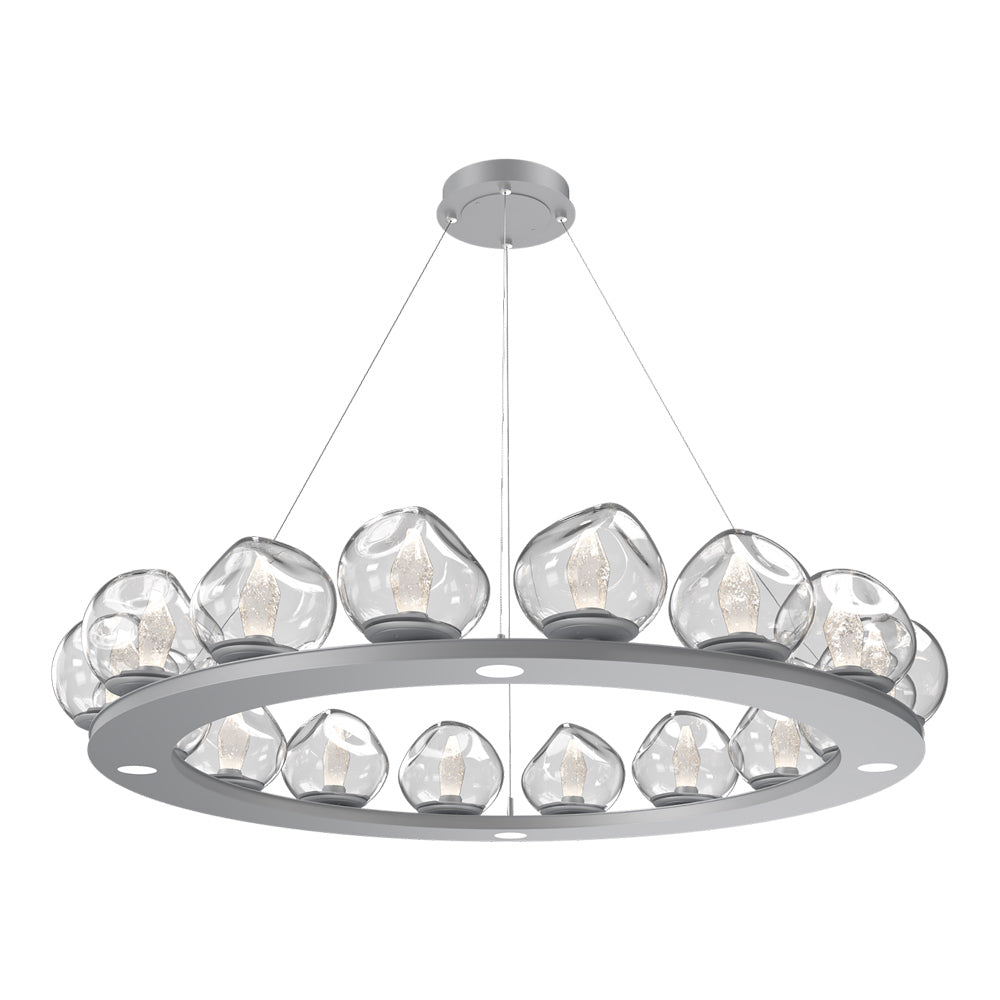 Luna Ring Clear LED Chandelier in Classic Silver/Geo Crystal (48.13-Inch).