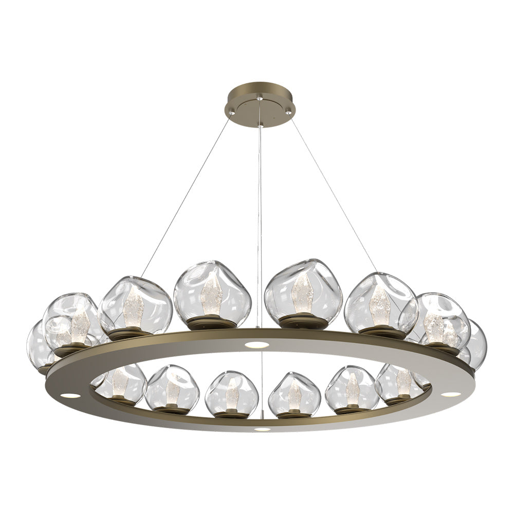 Luna Ring Clear LED Chandelier in Gilded Brass/Geo Crystal (48.13-Inch).