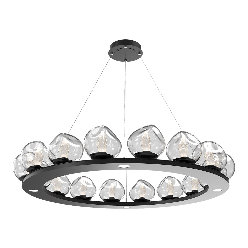 Luna Ring Clear LED Chandelier in Matte Black/Geo Crystal (48.13-Inch).